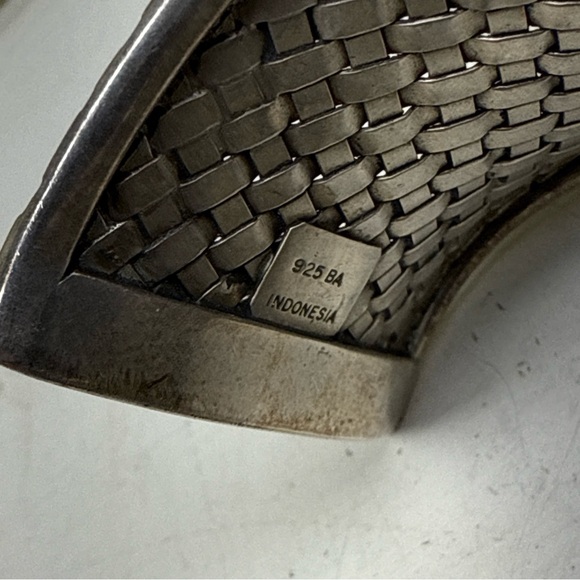 1.5” Wide Woven Pattern Sterling Silver 925 Cuff Bracelet - Picture 4 of 8